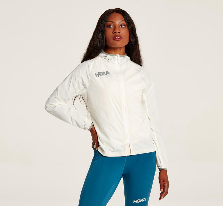 Hoka One One Jackets Womens White - Full-Zip Wind - 87456ABJI